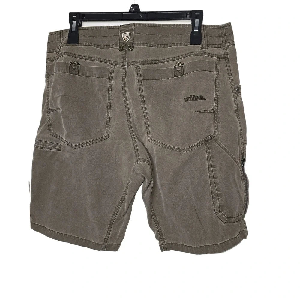 Kuhl Mens Vintage Patina Dye Cargo Shorts Brown Olive Hiking Outdoor Size 34